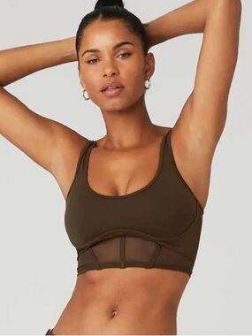 ALO Yoga Airbrush Mesh Corset Tank Top - Espresso